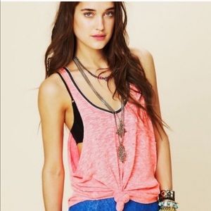 Neon pink Free People Knit Tank